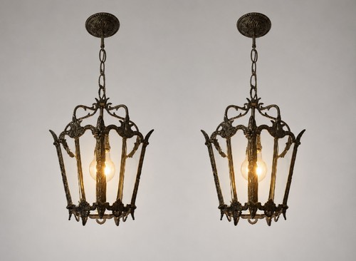 Antique brass lanterns - antique,