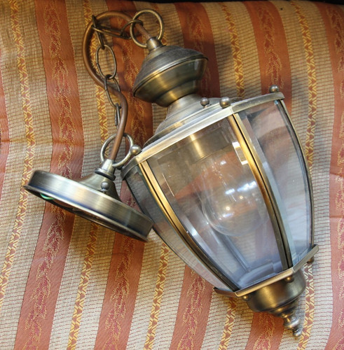 Brass finish glass hexagonal - &,