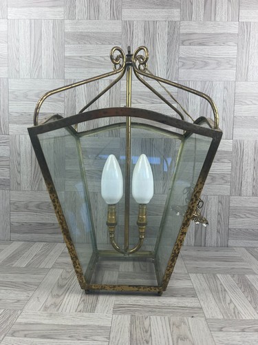 Vintage metal glass pendant - &,